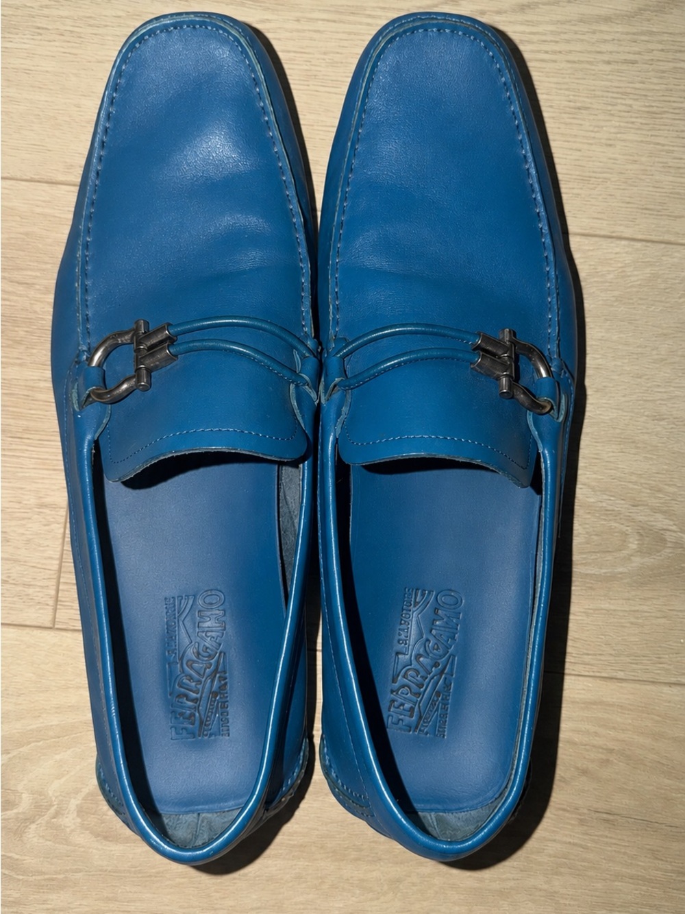 Salvatore Ferragamo Blue Leather Loafers